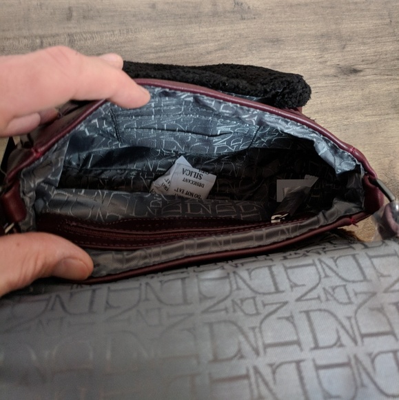 Danielle Nicole Faux Minx Fur Saddle Bag - Wine - Picture 3 of 7